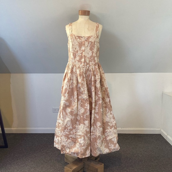 LOVESHACKFANCY  Majory Midi Dress In Espresso - Picture 7 of 16